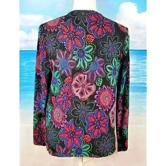 CHOICES Elegant Faux 2 pc Shell and Shirt Top LONG Sleeve STRETCH Colorful Med - Picture 5 of 6